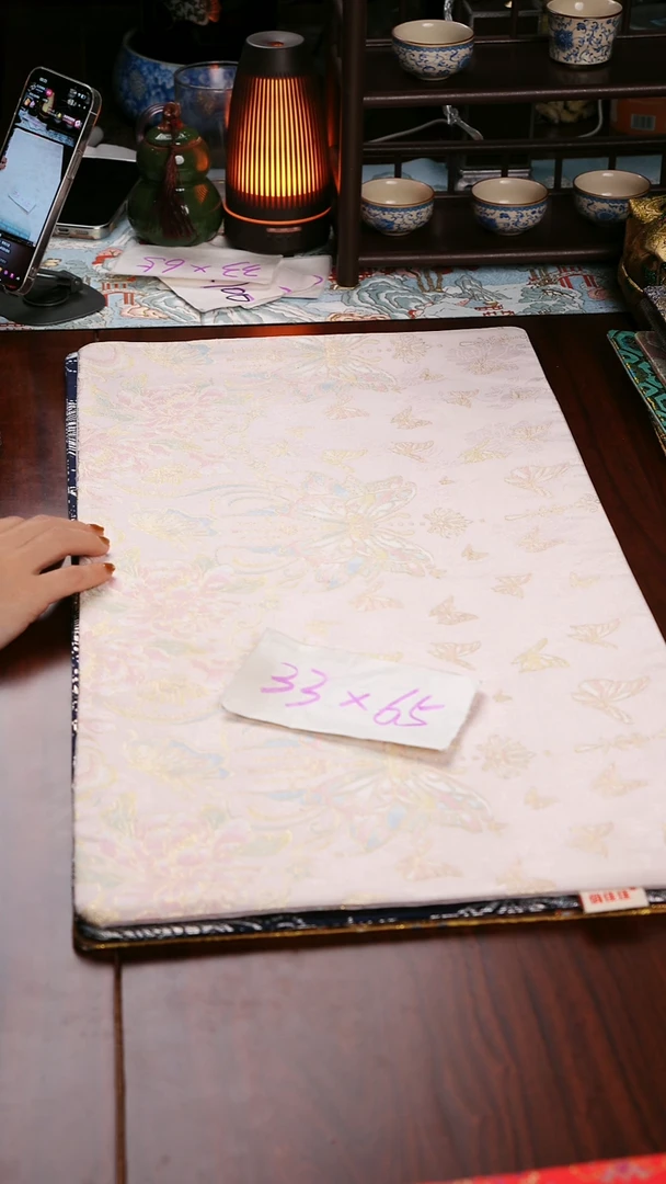 【蝴蝶粉定位双面】中国风干泡织锦茶席33*65