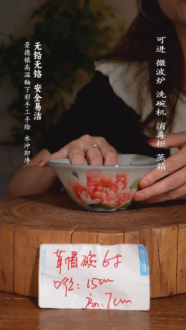 碗陶瓷景德镇高温瓷釉下彩手绘陶瓷