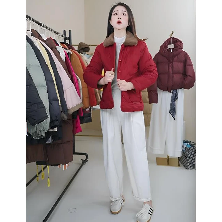 25763妈妈装冬季大码新款保暖中老年女士短款洋气宽松外套