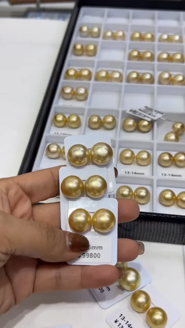 未镶嵌项链海水珍珠金珠13-14定99总（高包）1500