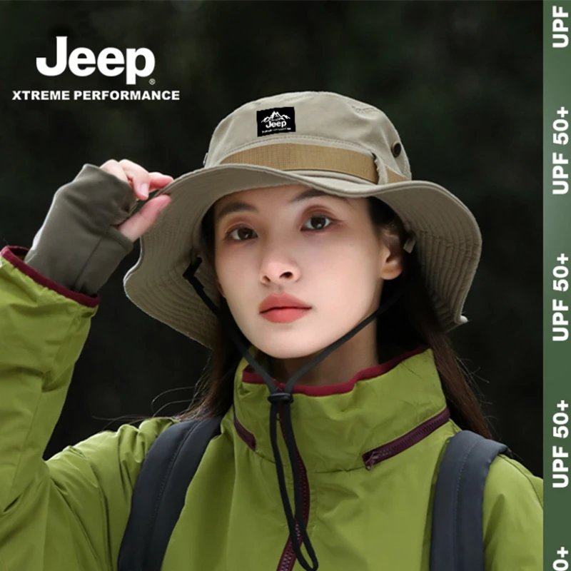 JEEP男女防晒帽防紫外线太阳帽夏季户外登山帽钓鱼渔夫帽遮阳帽子