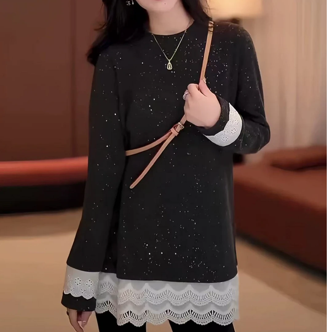 1025#【衣长78】新款修身显瘦百搭长袖打底小衫上衣