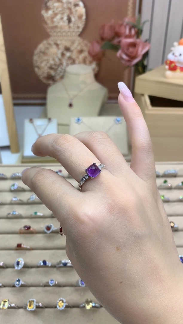 银S925镶嵌戒指紫晶唐塔