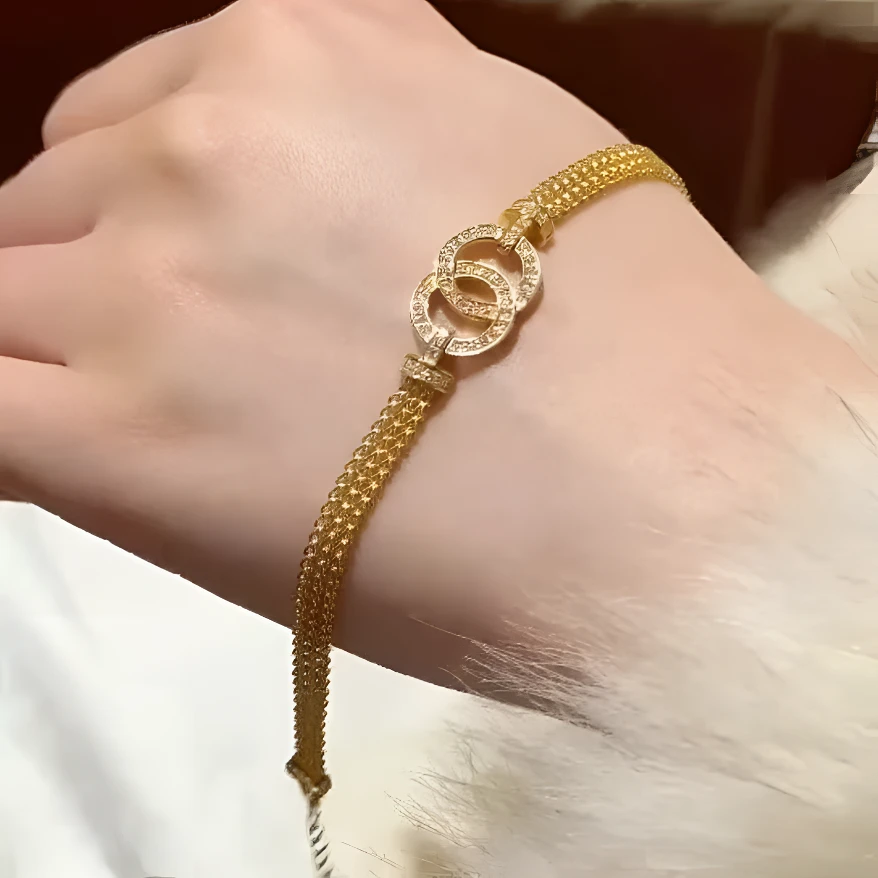 足金999双环莫桑手链时尚气质款