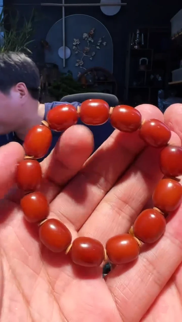 未镶嵌蜜蜡手串紫红单圈12+