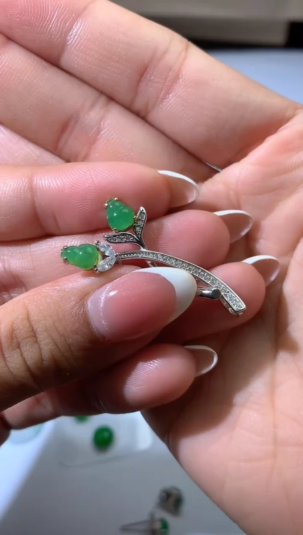 颈饰银S925镶嵌翡翠净货