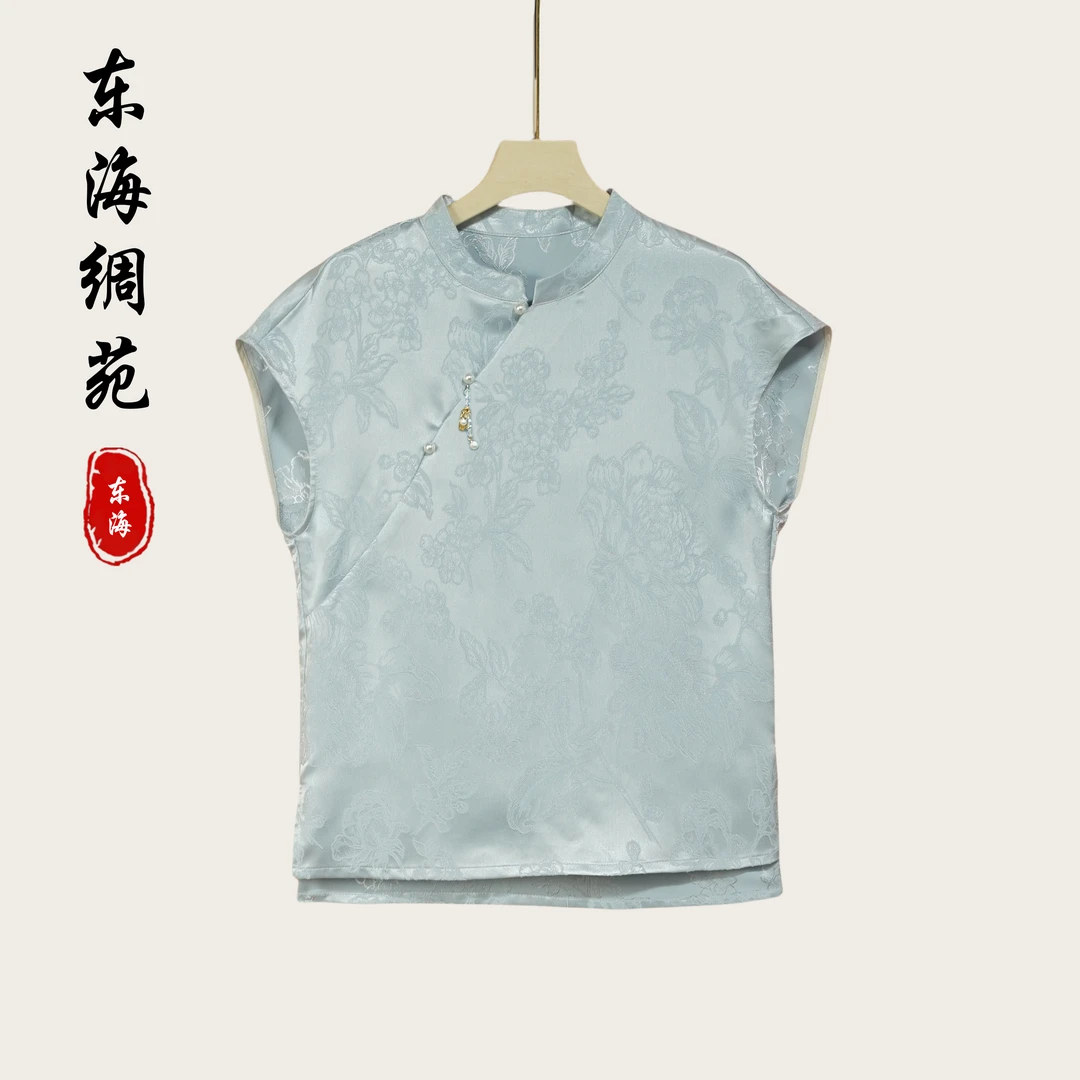 【东海绸苑】新中式时尚洋气复古百搭短袖（T6649）
