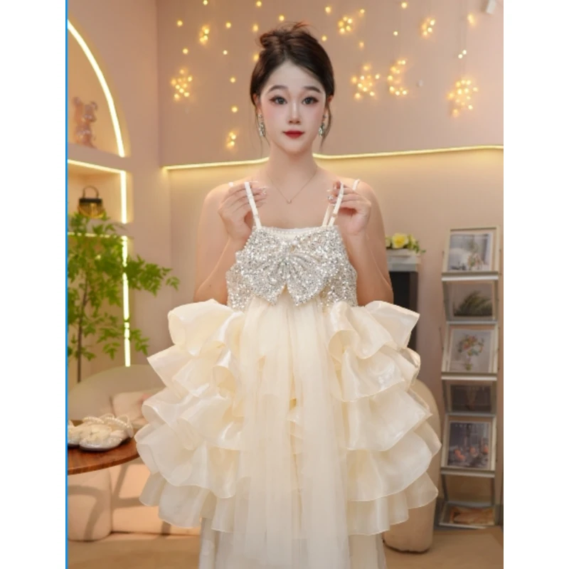 [MH 美画2]女童202520夏季新款高定蓬蓬裙小香风吊带裙公主裙