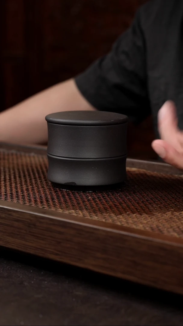 茶壶紫砂黑料竹节茶叶罐