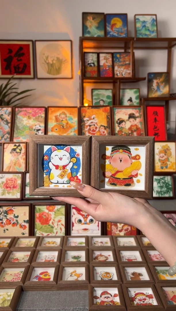 【闪购商品】国画招财猫 花發财神 一组11