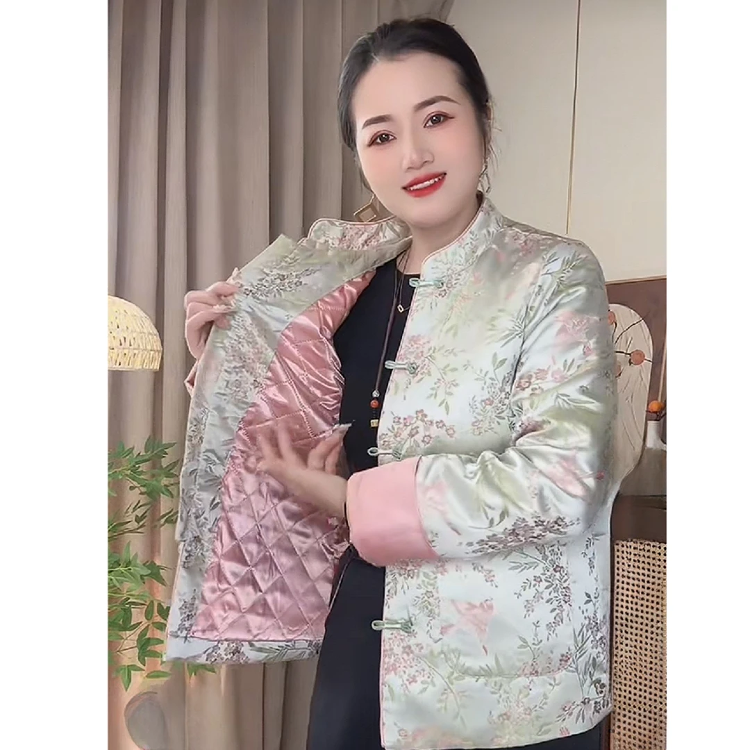 【喜上眉梢加棉】新中式重工织花 提花早冬新款中国风立领加棉外套