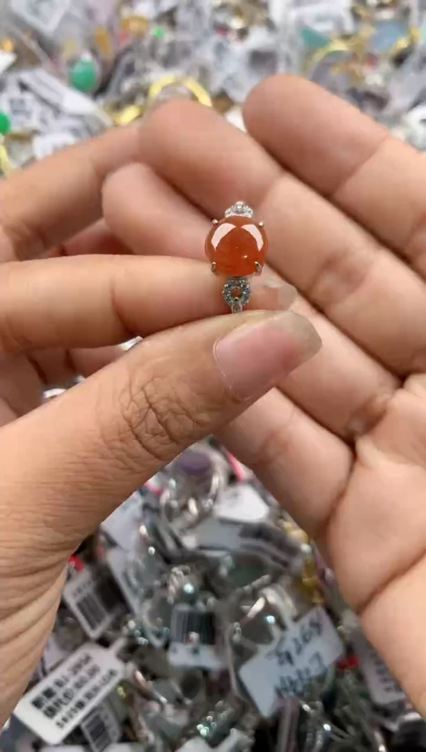 银S925镶嵌戒指翡翠10-10-10       3