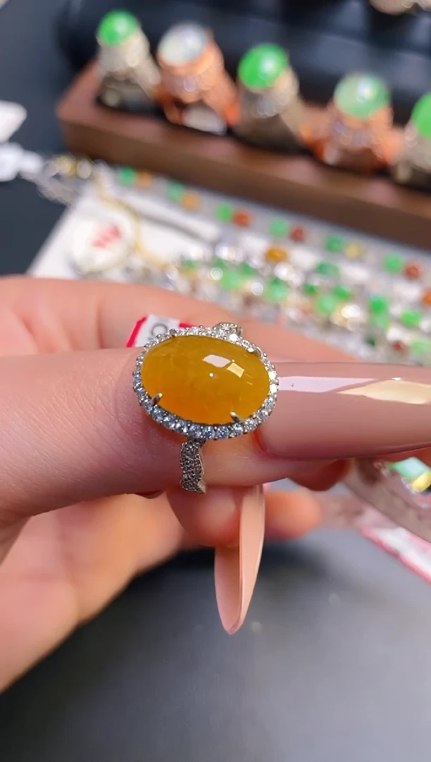 银S925镶嵌戒指翡翠天然