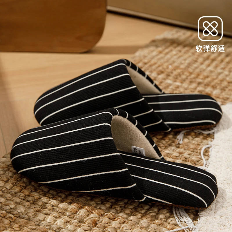 静音软底家居防滑地板鞋情侣秋冬布拖鞋男女2025新款爆款棉拖亚麻