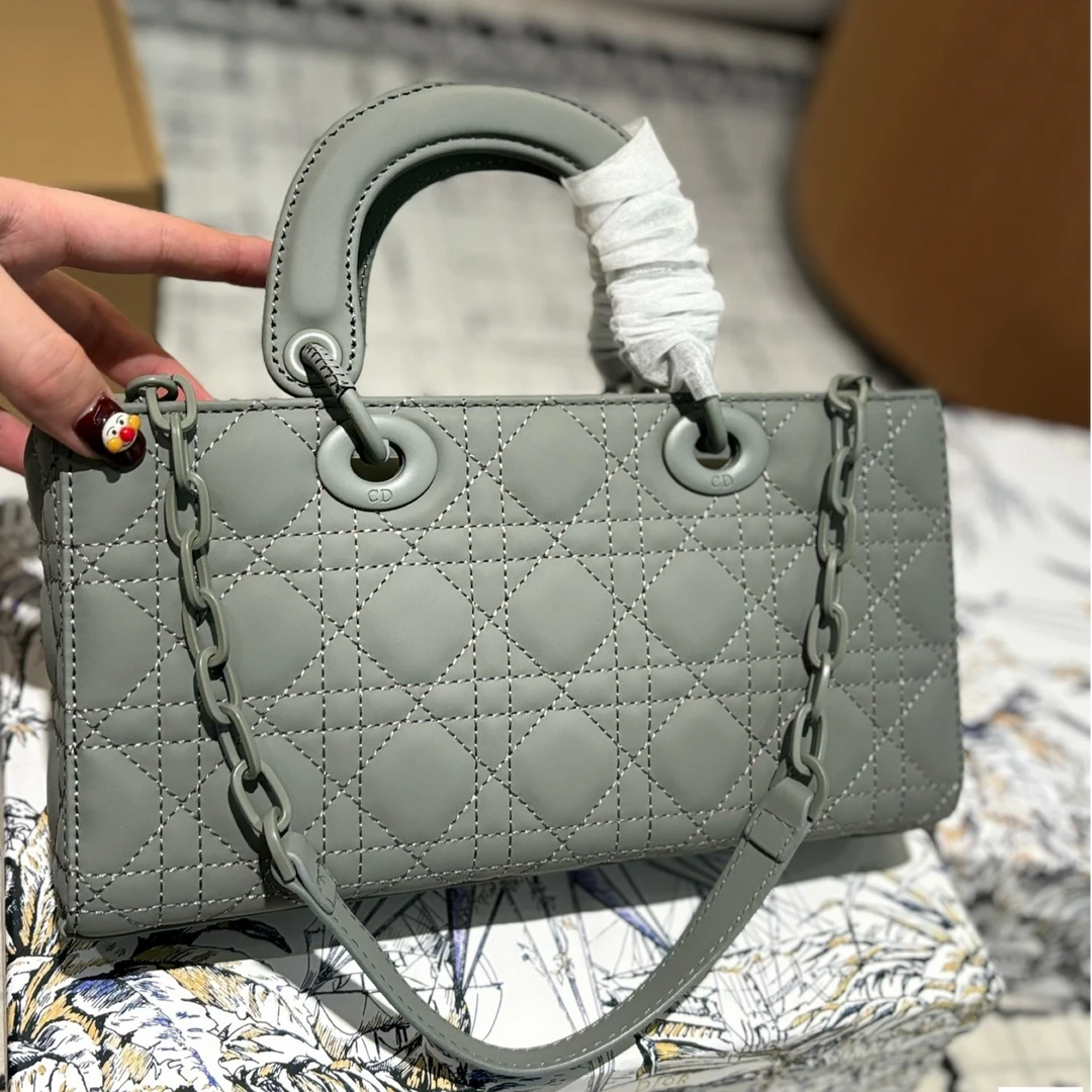 【LADY D-JOY 三格横版戴妃包】手提单肩包链条包菱格百搭时尚羊皮