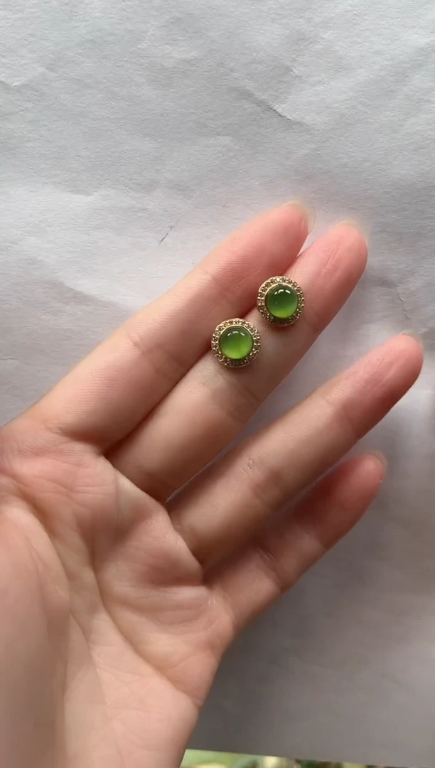 银S925镶嵌和田玉耳饰耳钉