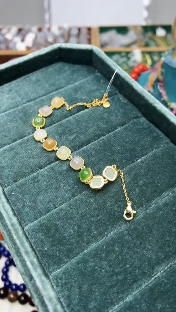 银S925镶嵌手链和田玉428BJ1212产品一个（多样性）