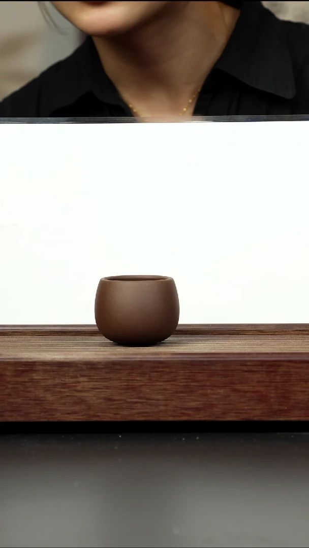 紫砂茶杯紫泥不倒翁