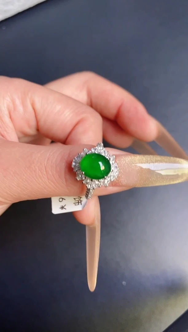 银S925镶嵌戒指翡翠天然