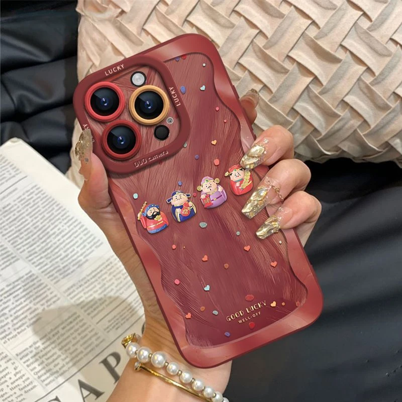 适用于苹果16proma手机壳15防摔14网红全包13软iPhone12财神11女