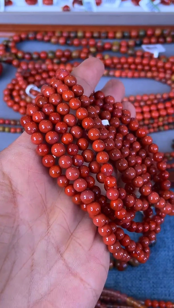 未镶嵌手串南红玛瑙N23凉山瓦西料满色满肉柿子红多圈