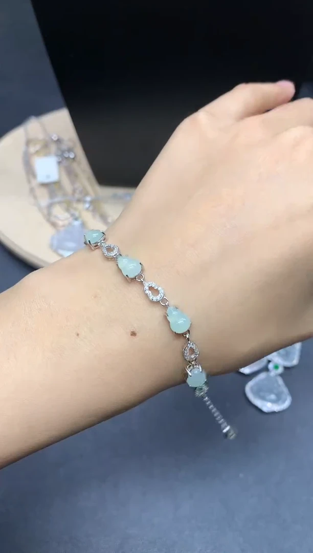 【闪购商品】翡翠手链银S925镶嵌葫芦【多样性发其一】