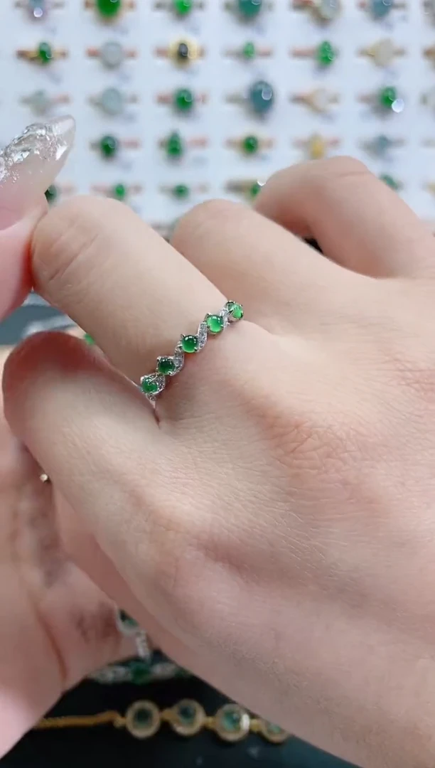 银S925镶嵌戒指翡翠天然翡翠