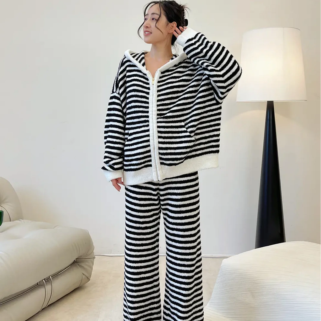 【大人款清仓】套装加绒睡衣外穿女装休闲圆领长袖保暖亲肤情侣卡通