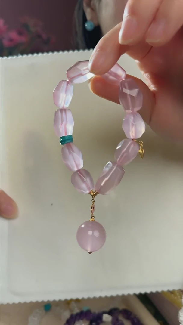【闪购商品】水晶手串未镶嵌天然莫桑比克粉水晶手串