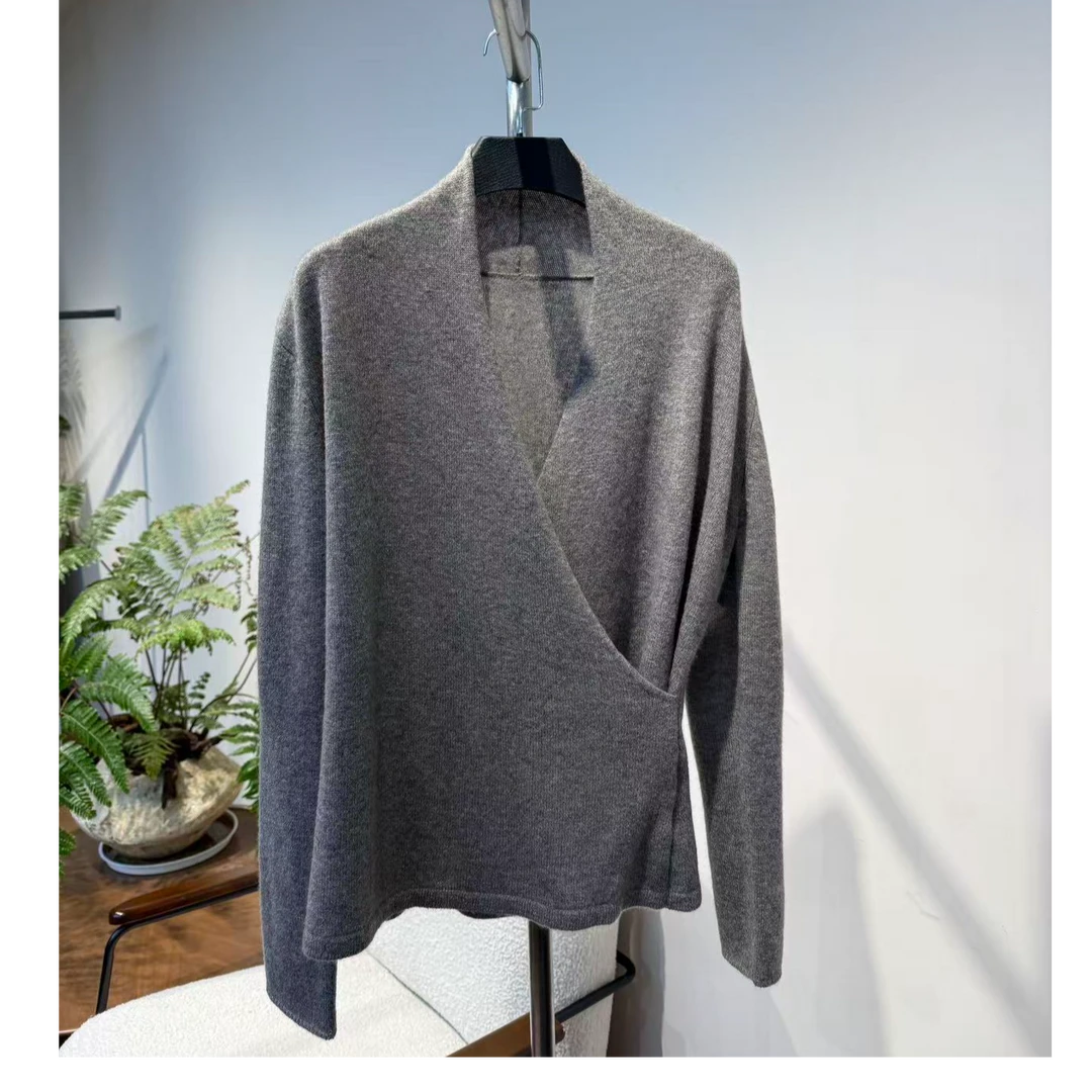 TANTAN 时尚百搭休交叉领秋冬羊绒衫3966