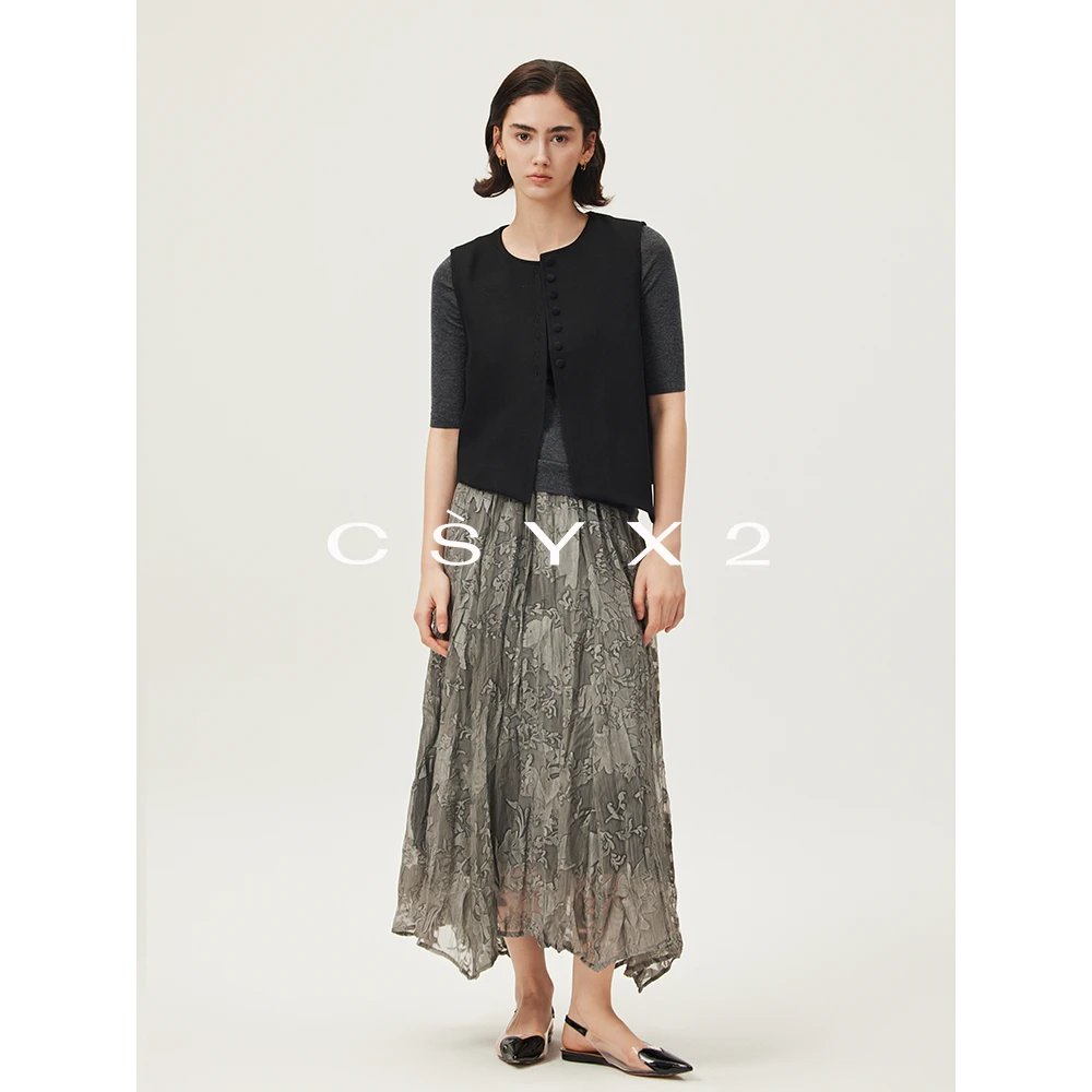 CsyX2"沁粉佳人"2025年夏季新款时尚压褶高级优雅半身裙 CA5CS031