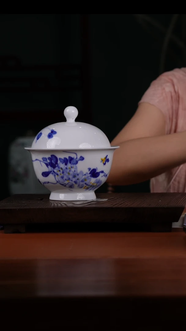 瓷景德镇釉中彩大炖盅直径14.5高12.5