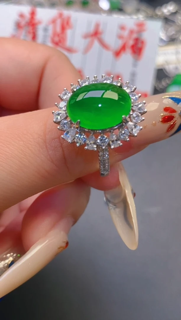 【闪购商品】翡翠耳饰银S925镶嵌天然A货翡翠1