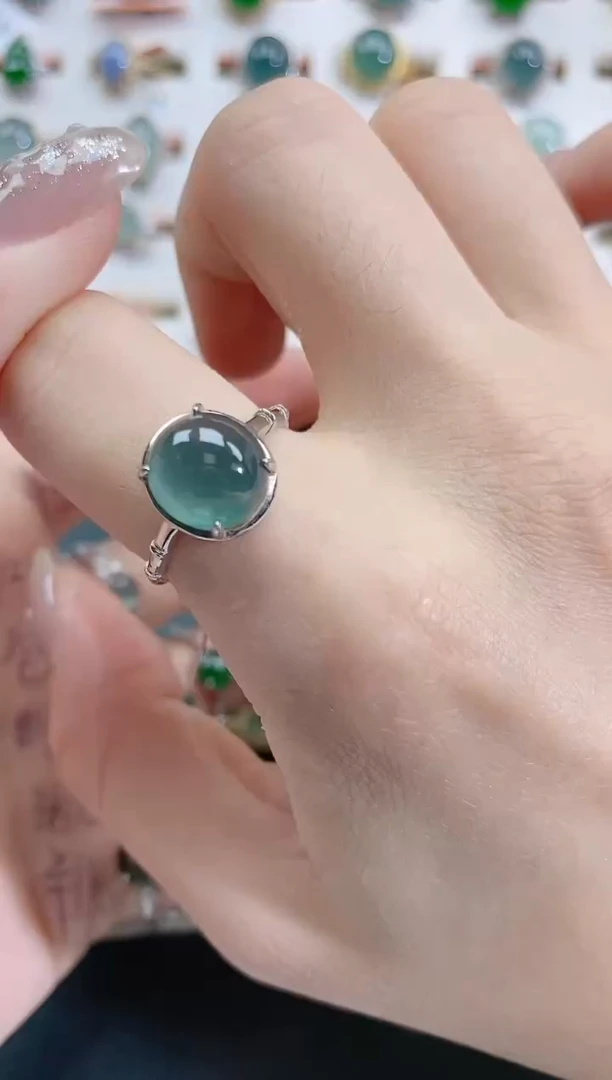 银S925镶嵌戒指翡翠天然翡翠