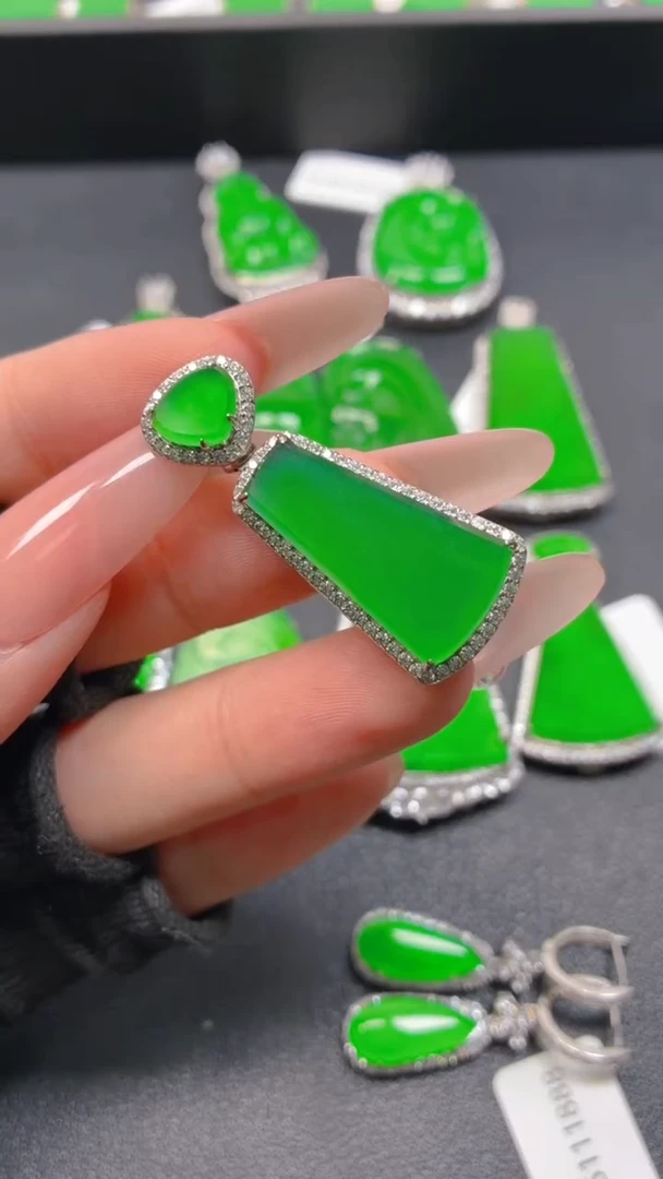 吊坠(不含链)银S925镶嵌翡翠0