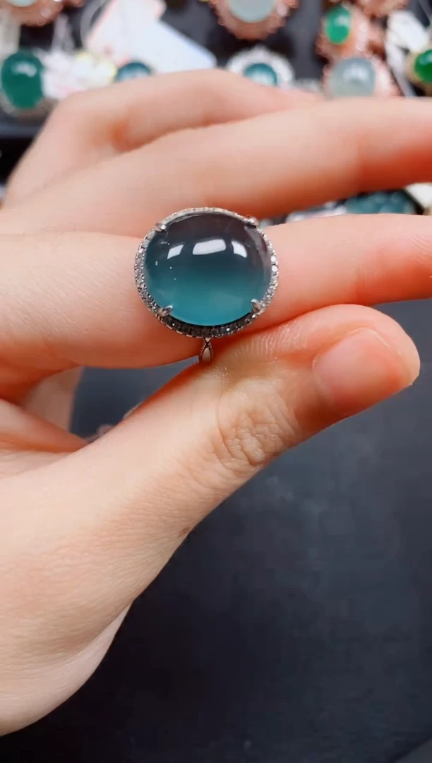 银S925镶嵌戒指翡翠翡翠