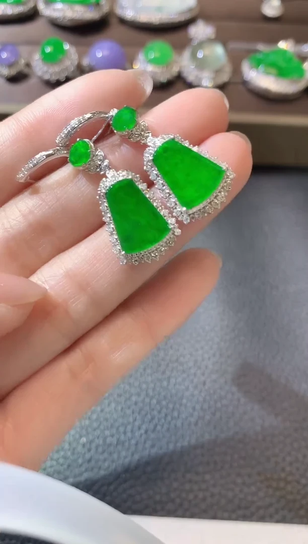 【云中意】18K金翡翠 无事牌耳饰 多样性发货一件