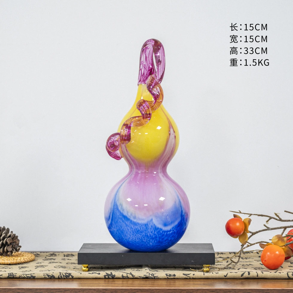 非遗手工琉璃彩虹葫芦“福禄寿”健康长寿送礼家居摆件