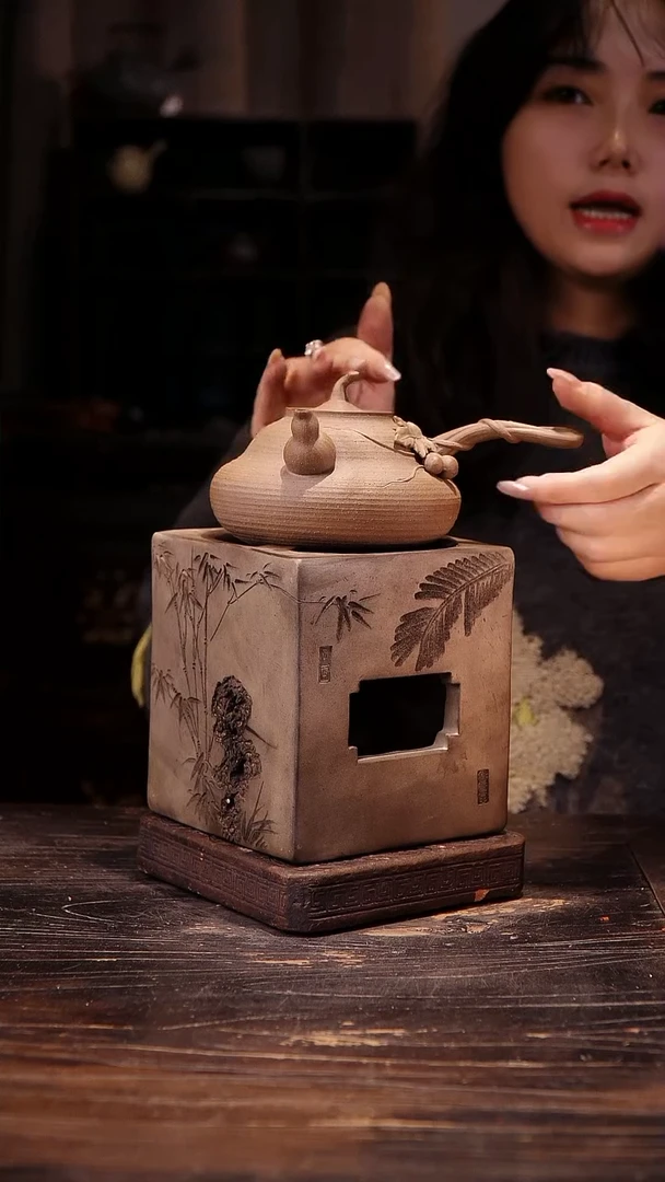 纯手工葫芦侧把加四方雕刻炉