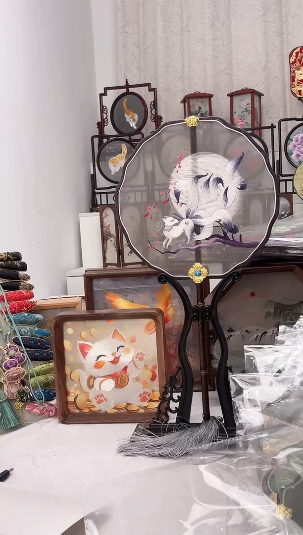 扇子绣作品手工团扇
