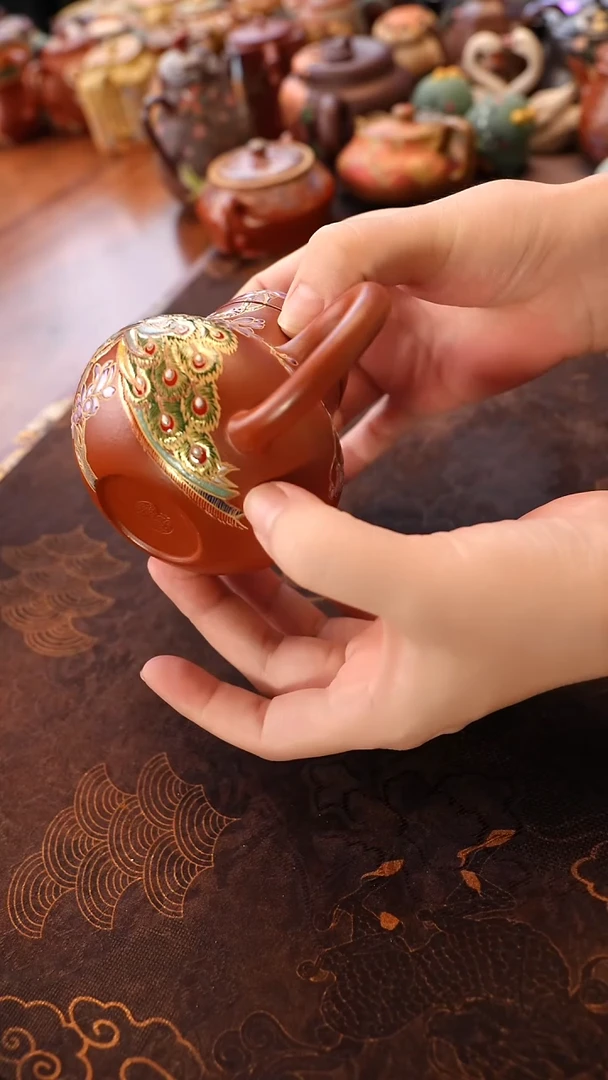 茶壶紫砂珐琅孔雀思婷
