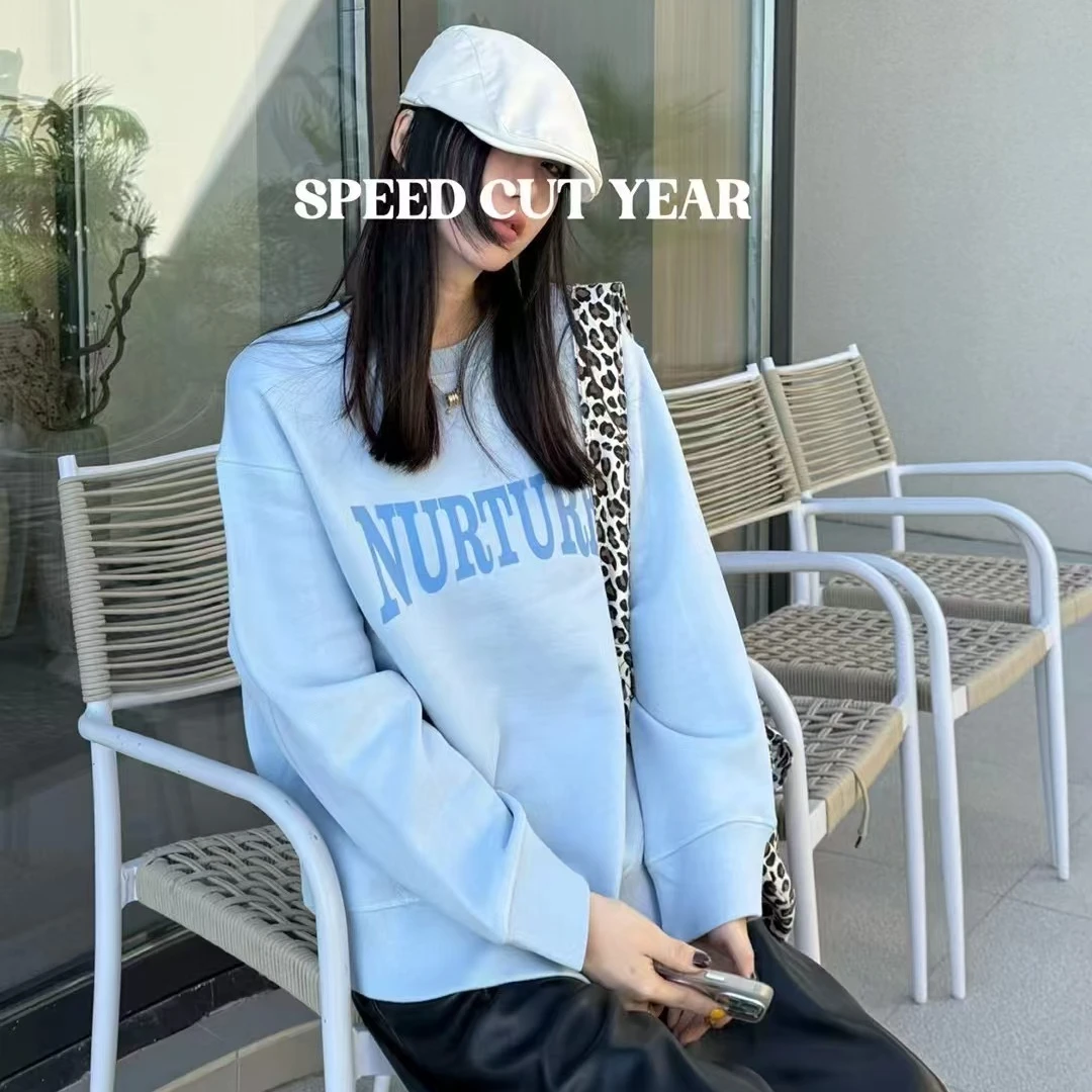 2025新款韩国重工刺绣圆领套头卫衣女39061