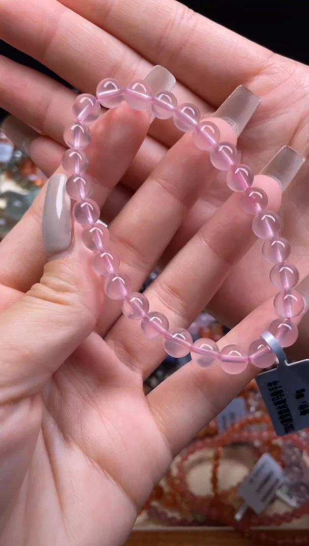 水晶手链未镶嵌z1-5水透马粉7mm