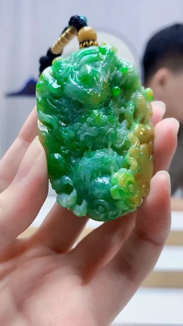 未镶嵌定制翡翠4917zm-毛货挂件龙牌205