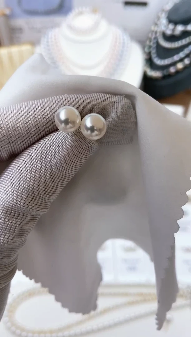 【闪购商品】海水珍珠耳饰18K金镶嵌特选福利7.5-8mm不退不换