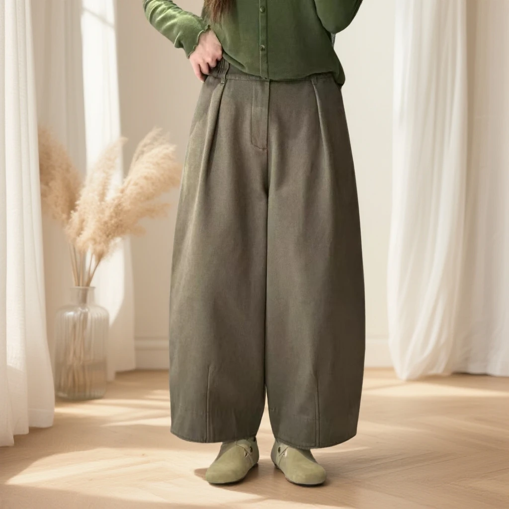 冬款新款爆款休闲百搭加绒宽松显瘦阔腿靴子裤女款1