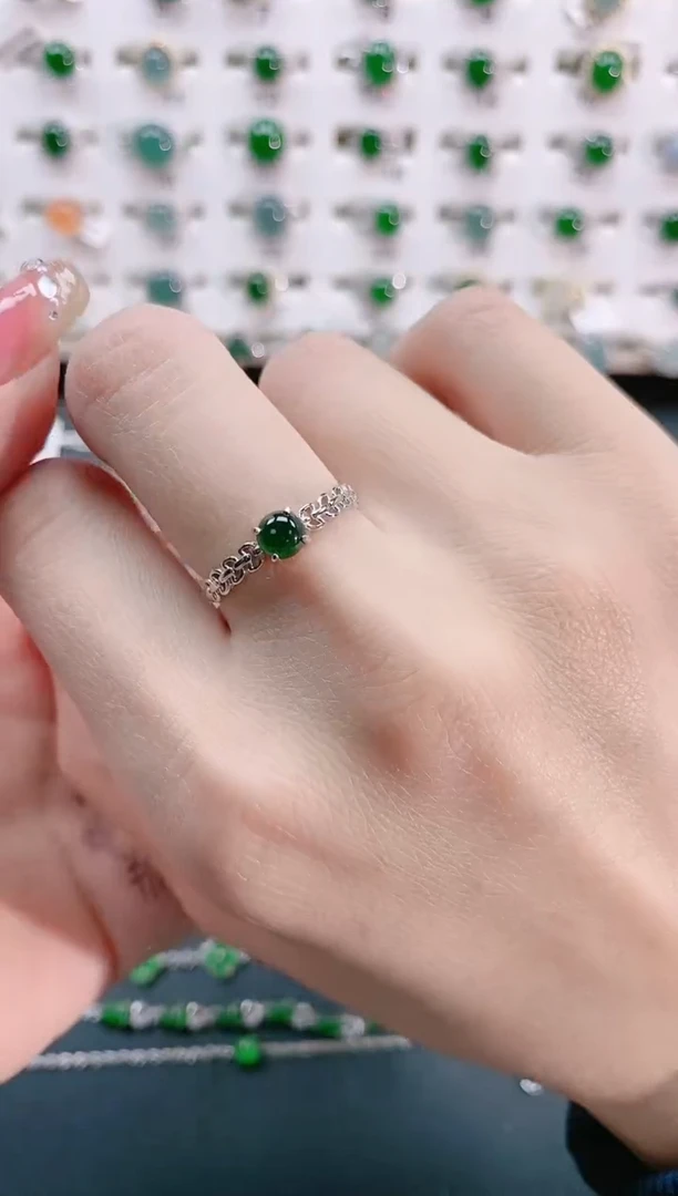 【闪购商品】翡翠戒指银S925镶嵌天然翡翠