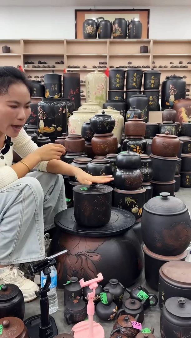 罐瑕疵线雕竹子小五饼 955