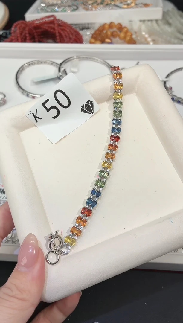 手链蓝宝石银S925镶嵌是**丫多样性发一K50