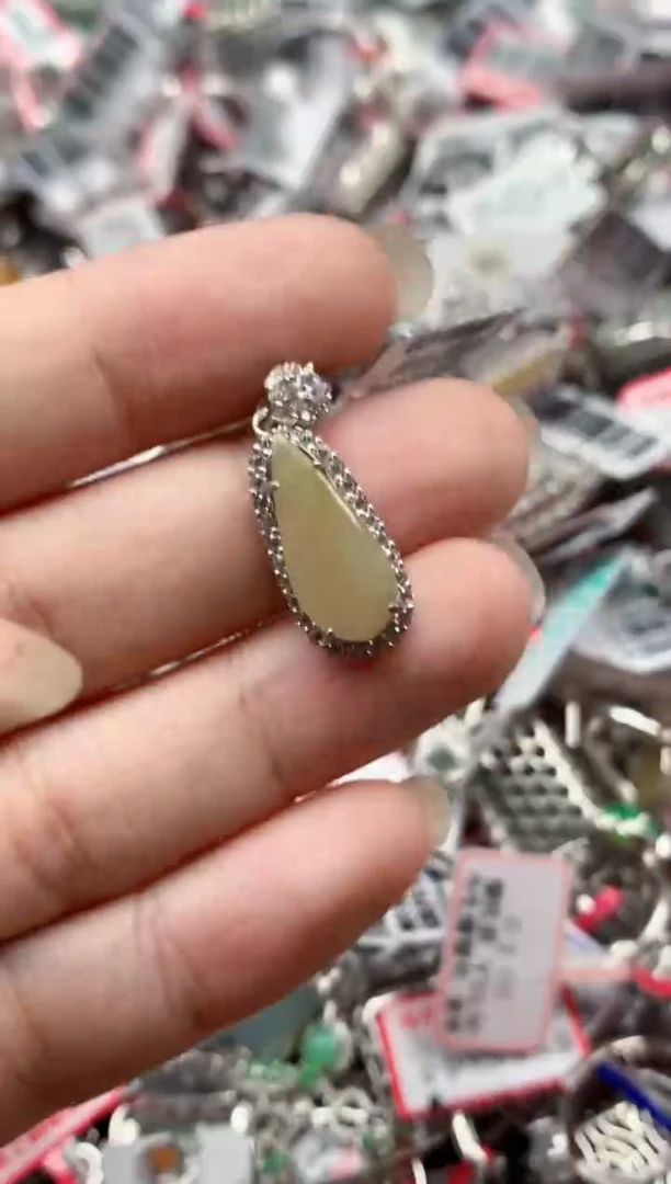 银S925镶嵌戒指翡翠天然A货缅甸翡翠